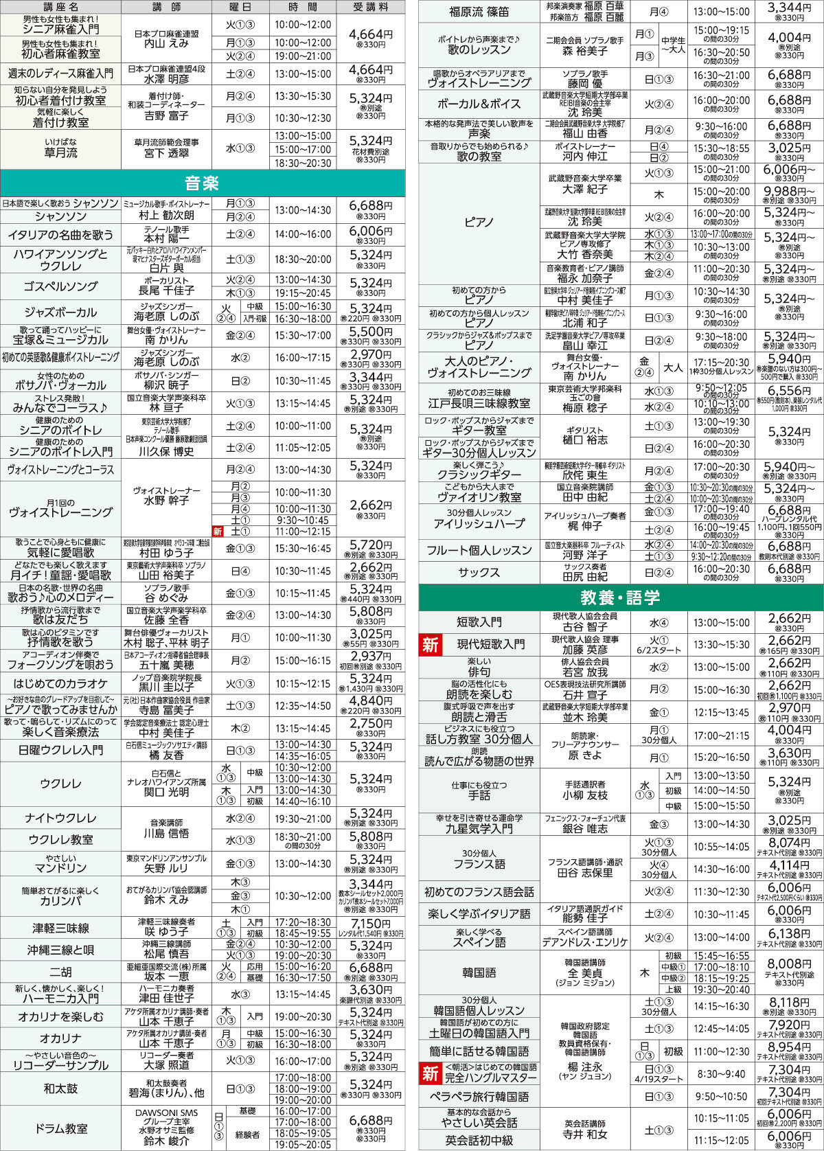 メゾンカルチャークラブ武蔵境WEBチラシ