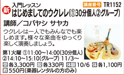 はじめましてのウクレレレッスン（個人）