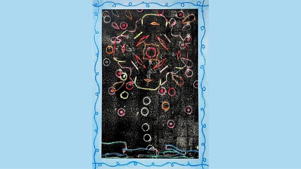 小学生夏休みアート 花火の紙版画を作ろう！