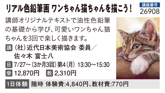 リアル色鉛筆画ワンちゃん猫ちゃんを描こう！