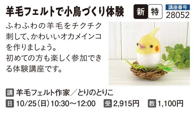 羊毛フェルトで小鳥づくり体験