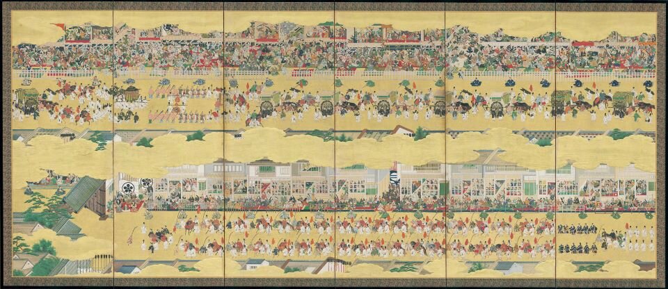 【２】「二条城行幸図屏風」左隻 江戸時代（京都市指定文化財泉屋博古館蔵）.jpg